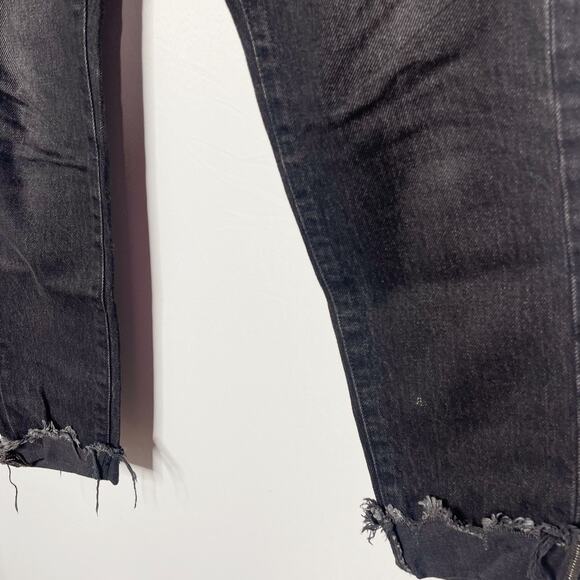 Moussy Vintage 27 Distressed Black Staley Tapered Jeans Button Fly Cotton Fray - Picture 5 of 15